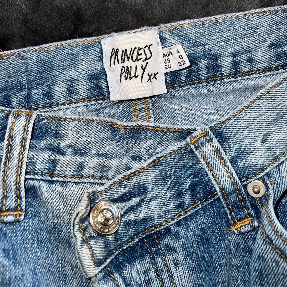 Princess Polly Holly Asymmetric Straight Leg Jean in Light Wash Denim Size 0 - Picture 16 of 16